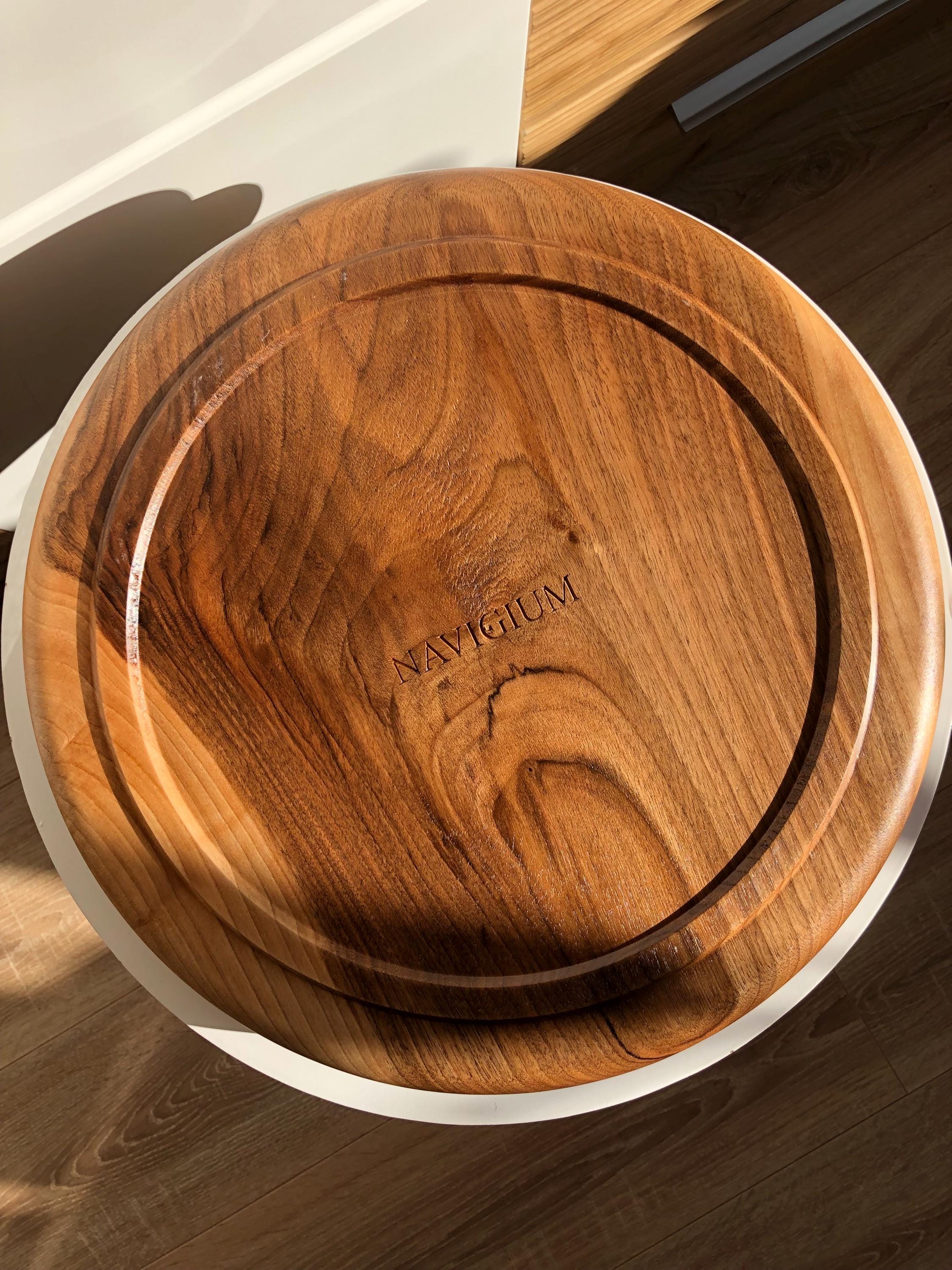 Handcrafted Walnut Bowl – 35 cm | Solid Walnut Wood Serving Bowl, Rustic Home Decor, Wooden Fruit Bowl