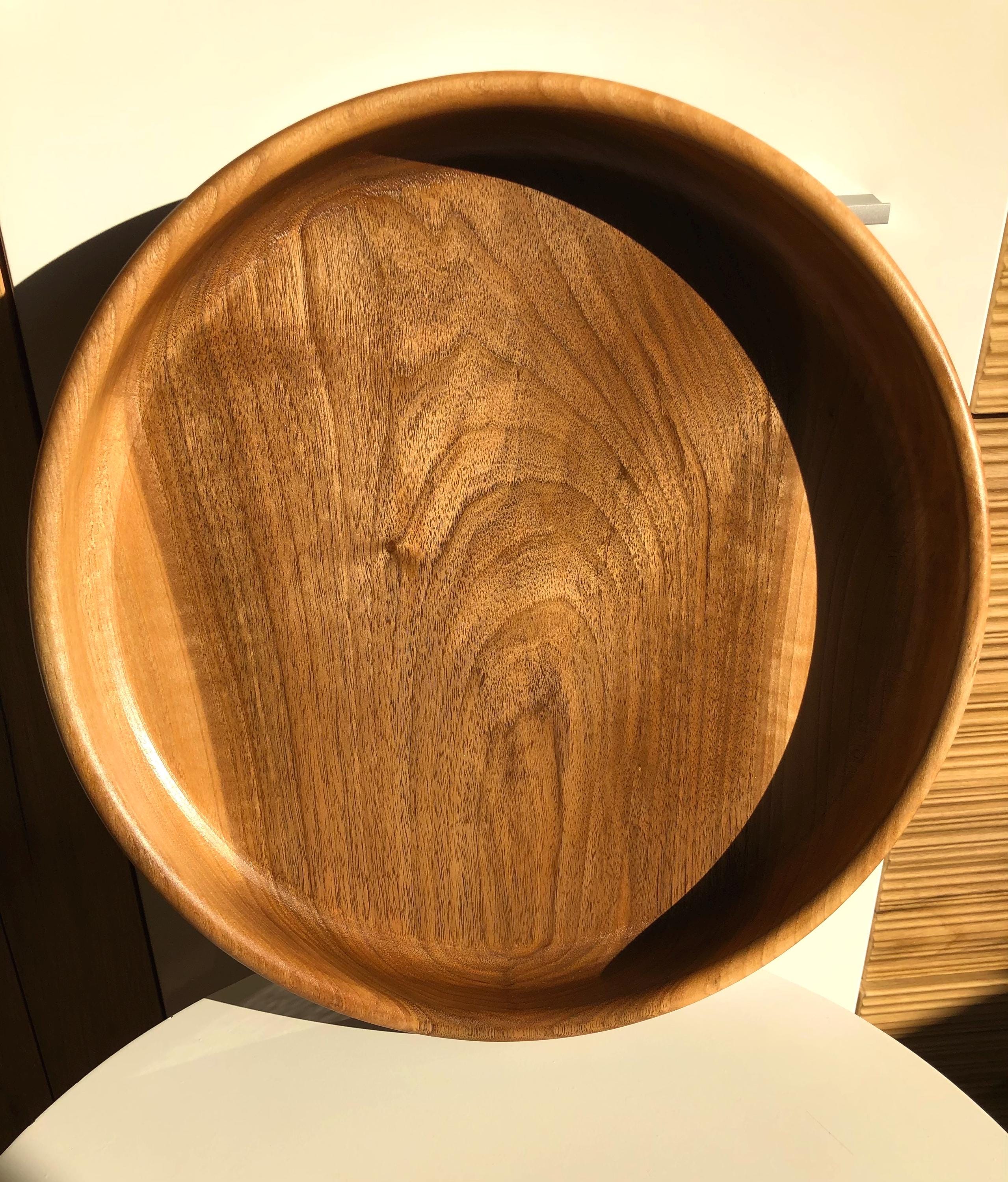 Handcrafted Walnut Bowl – 35 cm | Solid Walnut Wood Serving Bowl, Rustic Home Decor, Wooden Fruit Bowl