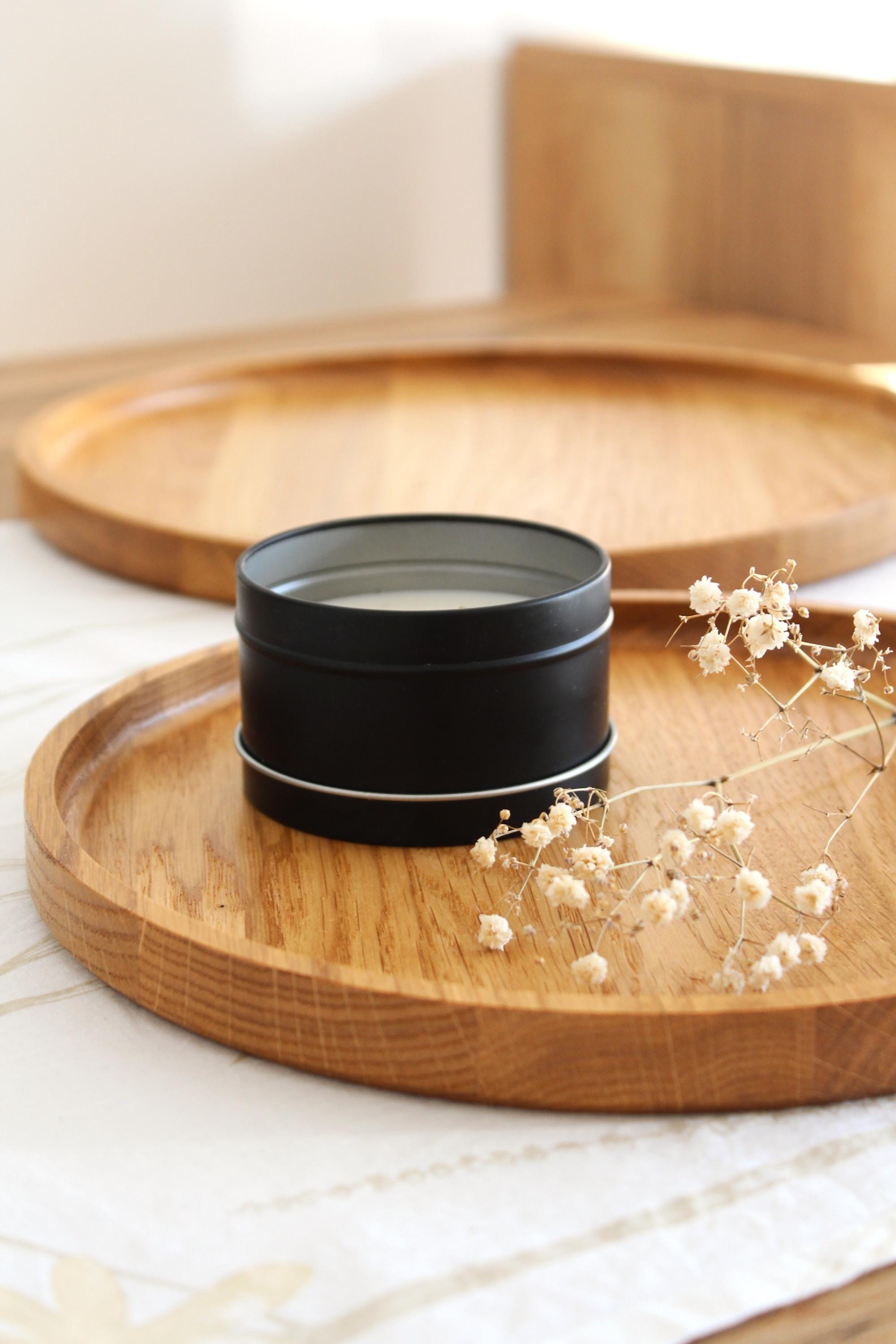Round Wooden Tray | Solid Oak Serving Tray | Minimalist Rustic Home Decor