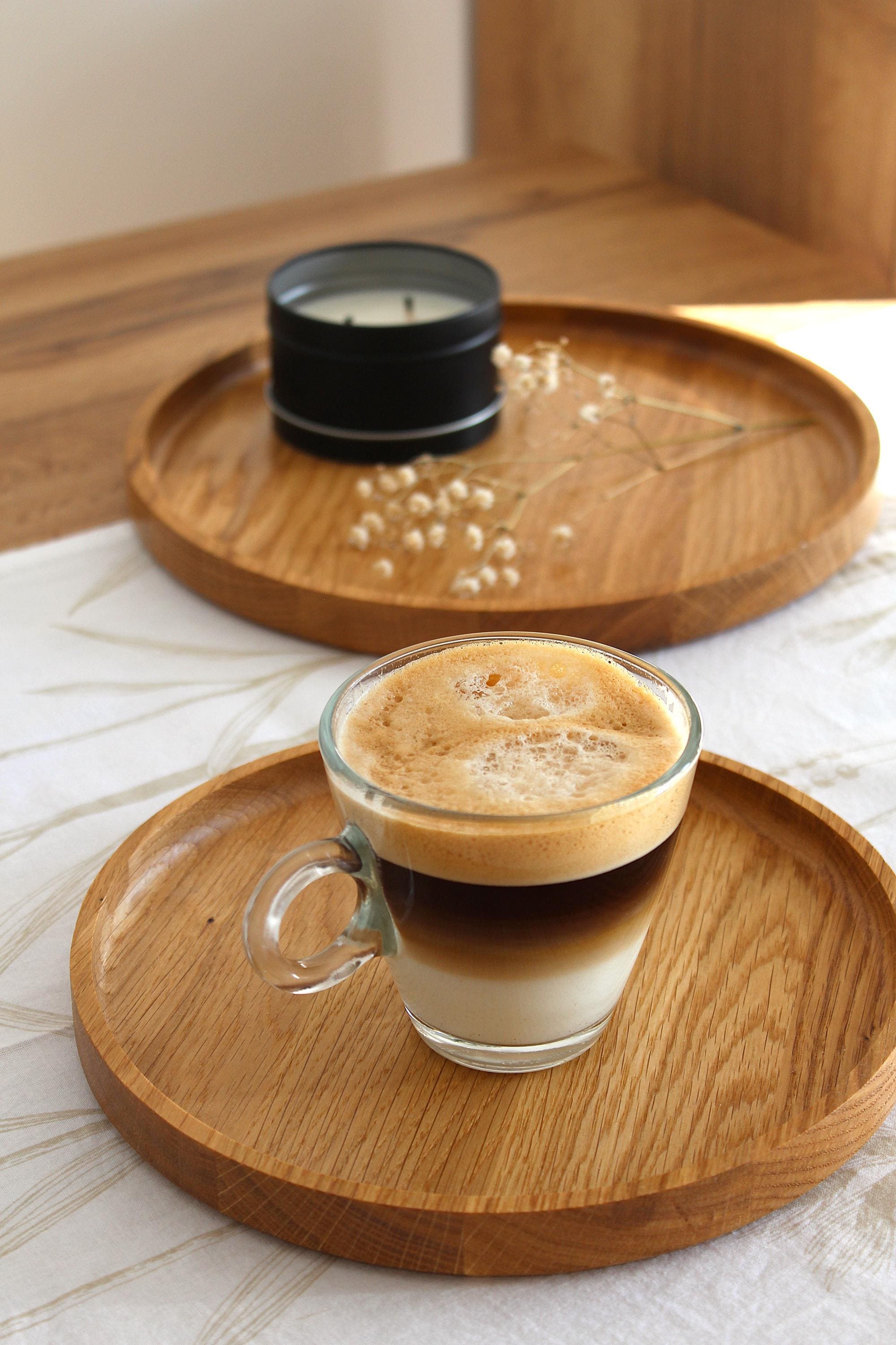 Round Wooden Tray | Solid Oak Serving Tray | Minimalist Rustic Home Decor