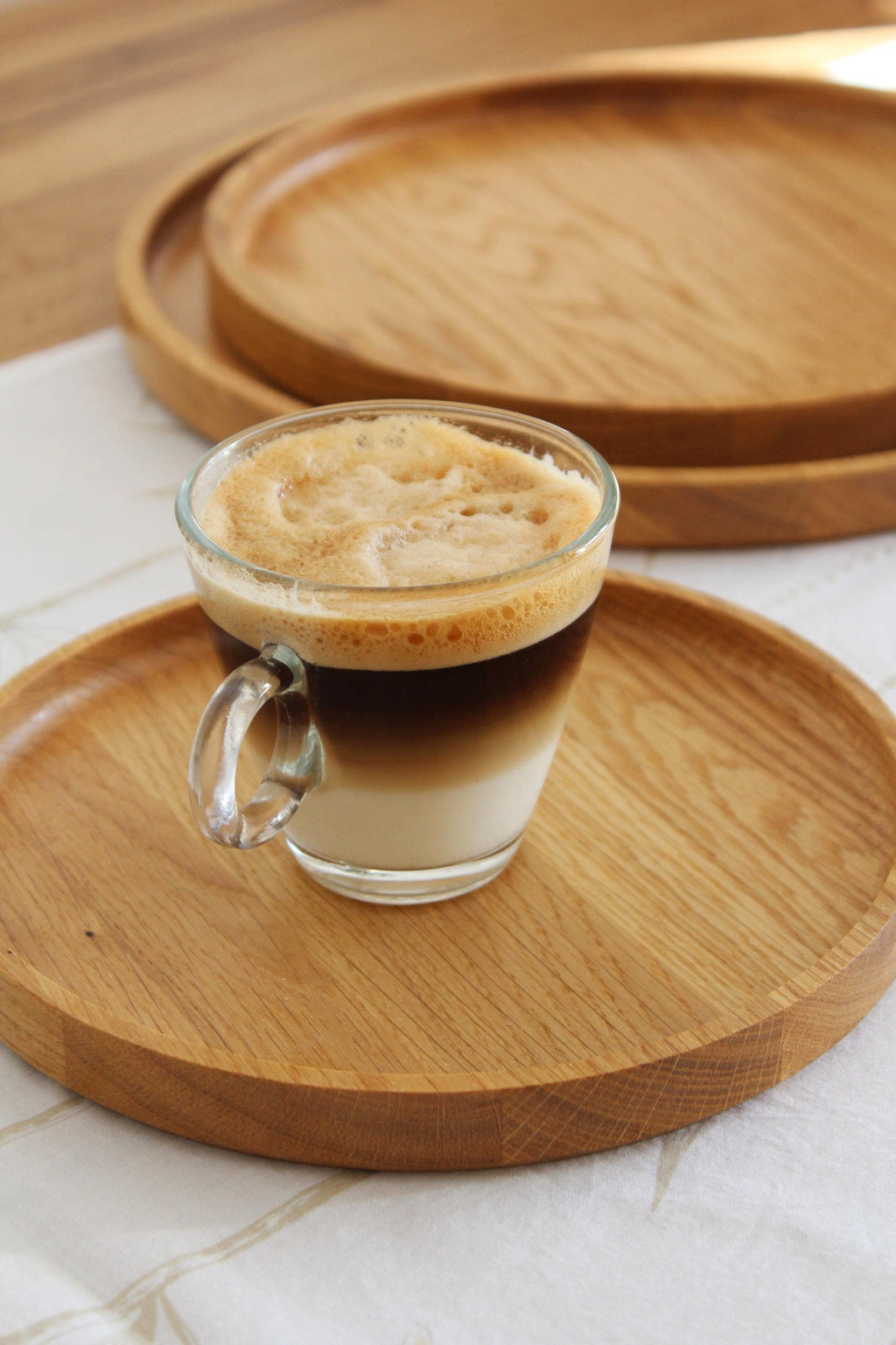 Round Wooden Tray | Solid Oak Serving Tray | Minimalist Rustic Home Decor