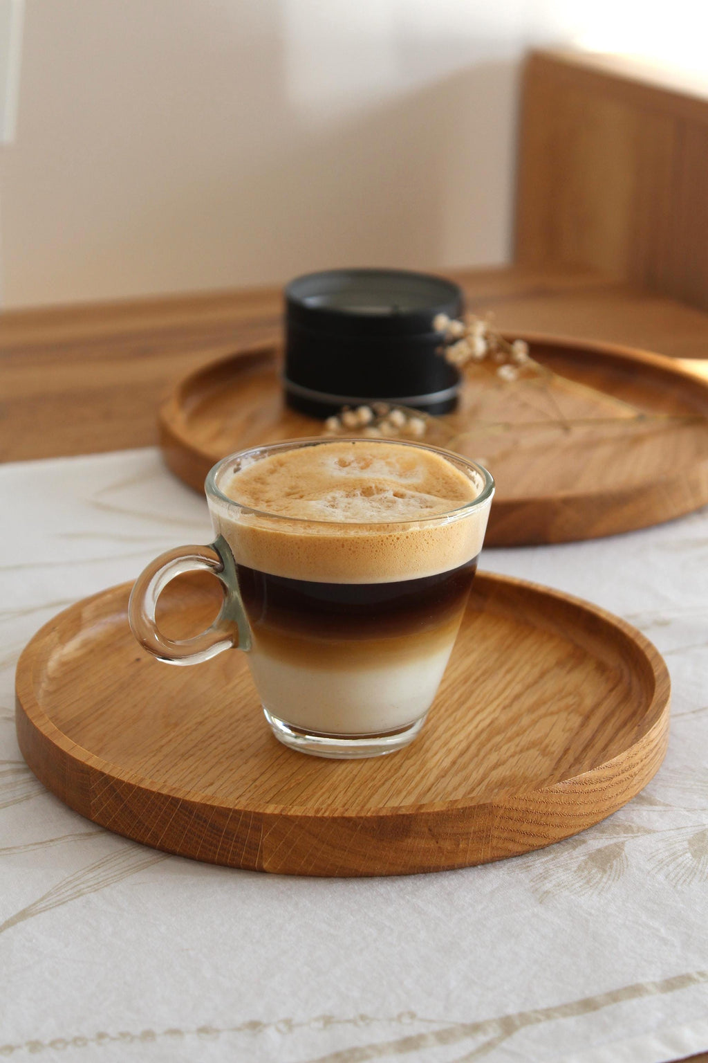 Round Wooden Tray | Solid Oak Serving Tray | Minimalist Rustic Home Decor