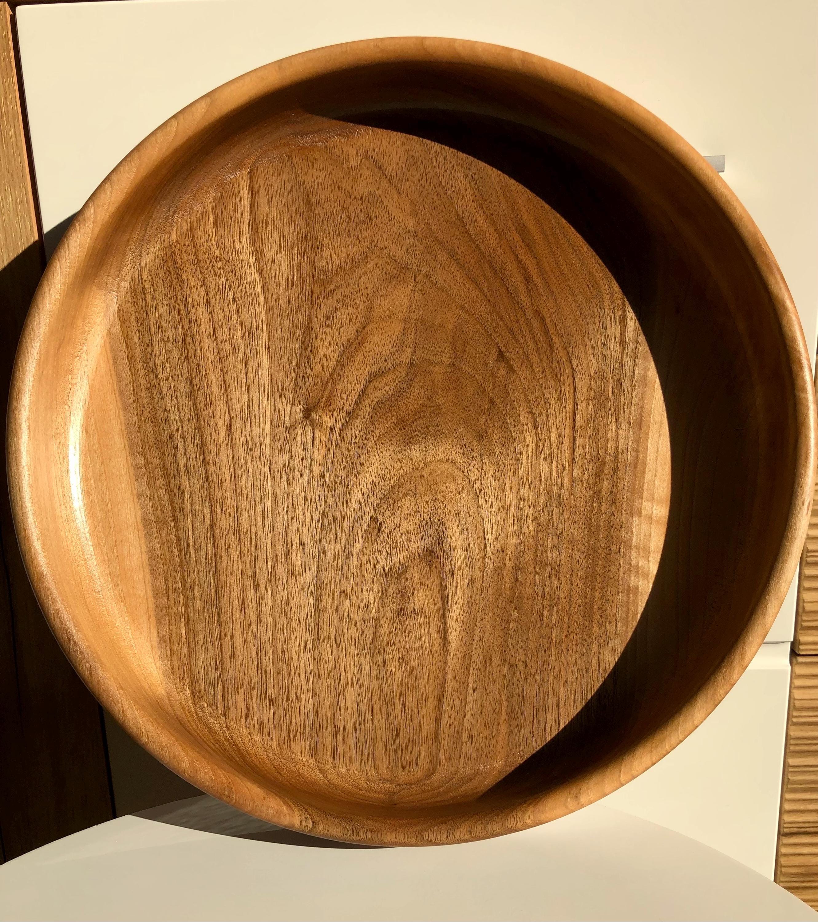 Handcrafted Walnut Bowl – 35 cm | Solid Walnut Wood Serving Bowl, Rustic Home Decor, Wooden Fruit Bowl