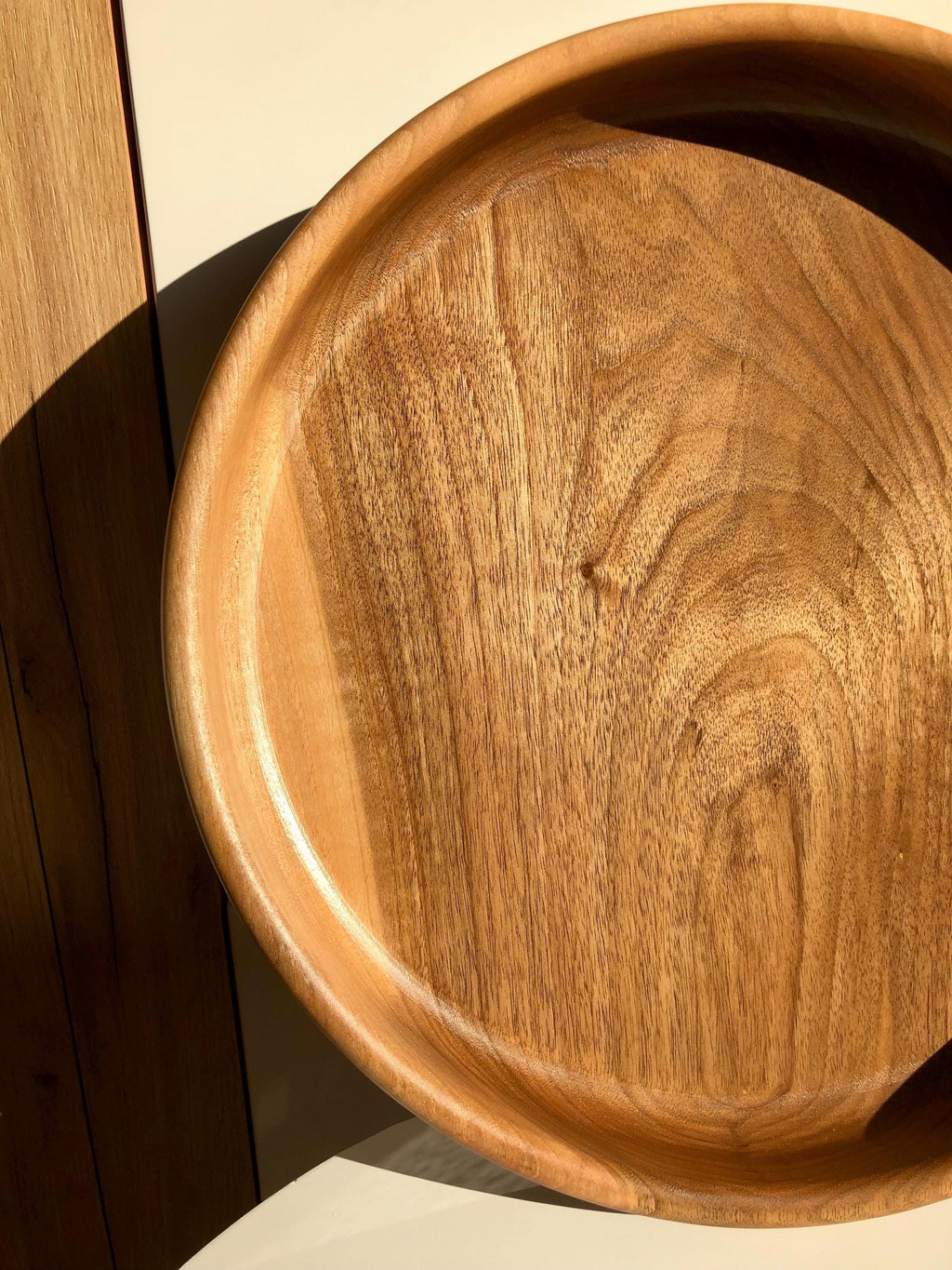 Handcrafted Walnut Bowl – 35 cm | Solid Walnut Wood Serving Bowl, Rustic Home Decor, Wooden Fruit Bowl