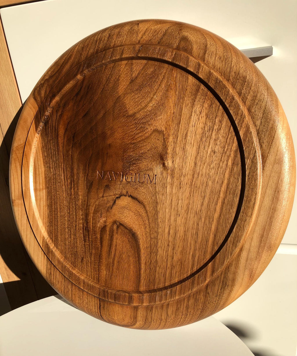 Handcrafted Walnut Bowl – 35 cm | Solid Walnut Wood Serving Bowl, Rustic Home Decor, Wooden Fruit Bowl