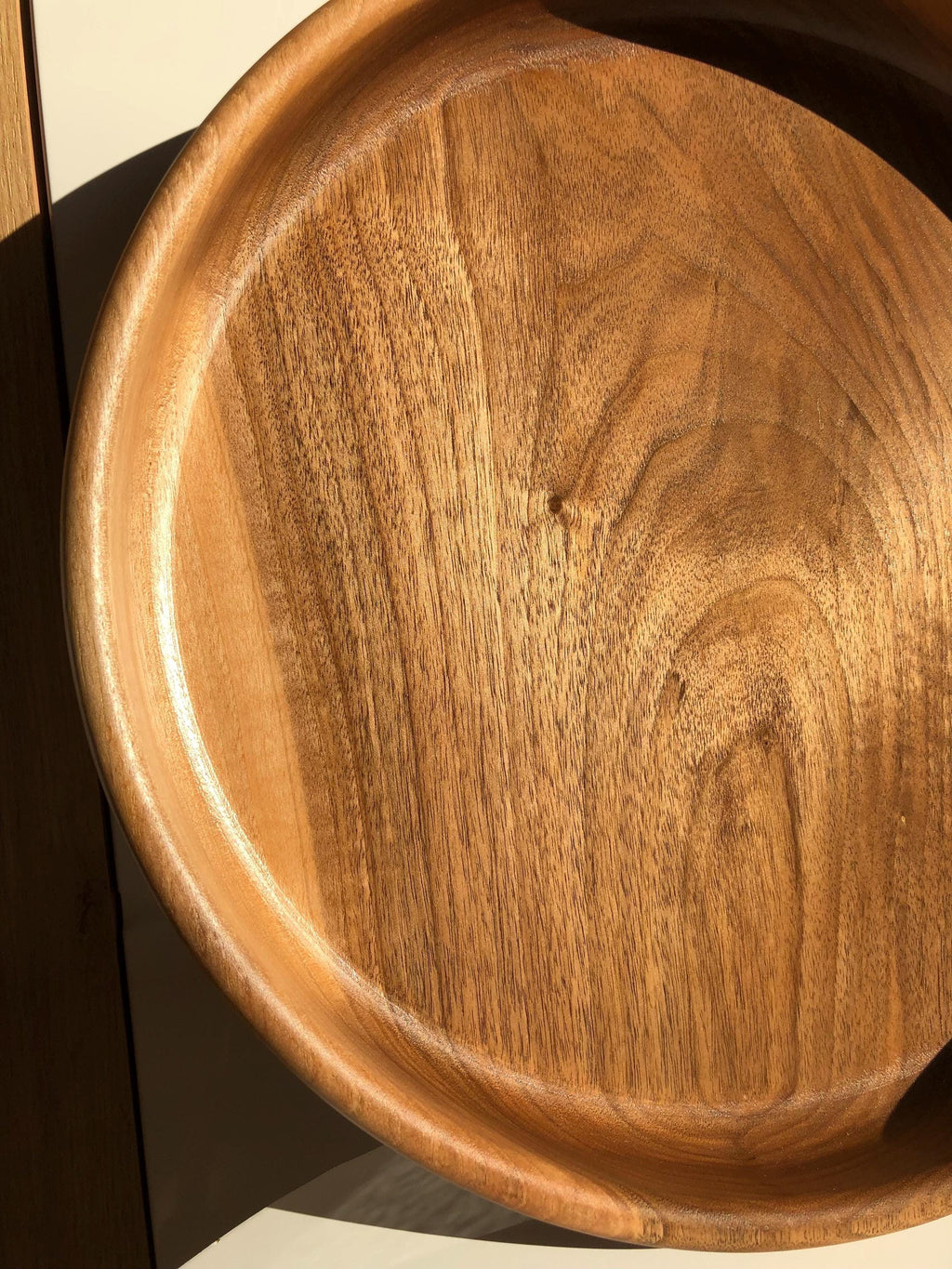 Handcrafted Walnut Bowl – 35 cm | Solid Walnut Wood Serving Bowl, Rustic Home Decor, Wooden Fruit Bowl