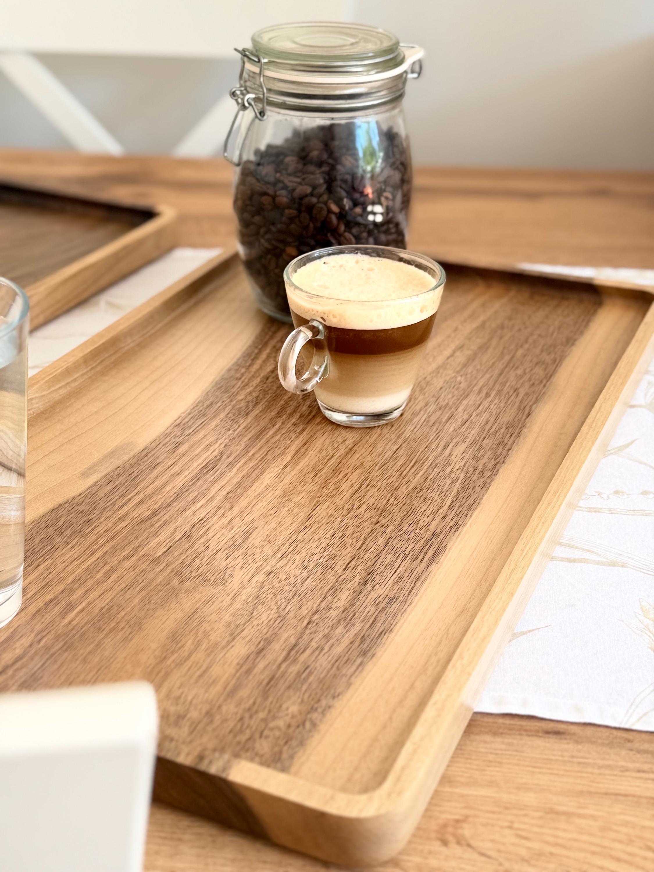 Walnut Wood Serving Tray – Handmade Wooden Tray 50x30 cm – Modern Minimalist Serving Board – Coffee Table Tray – Kitchen Decor