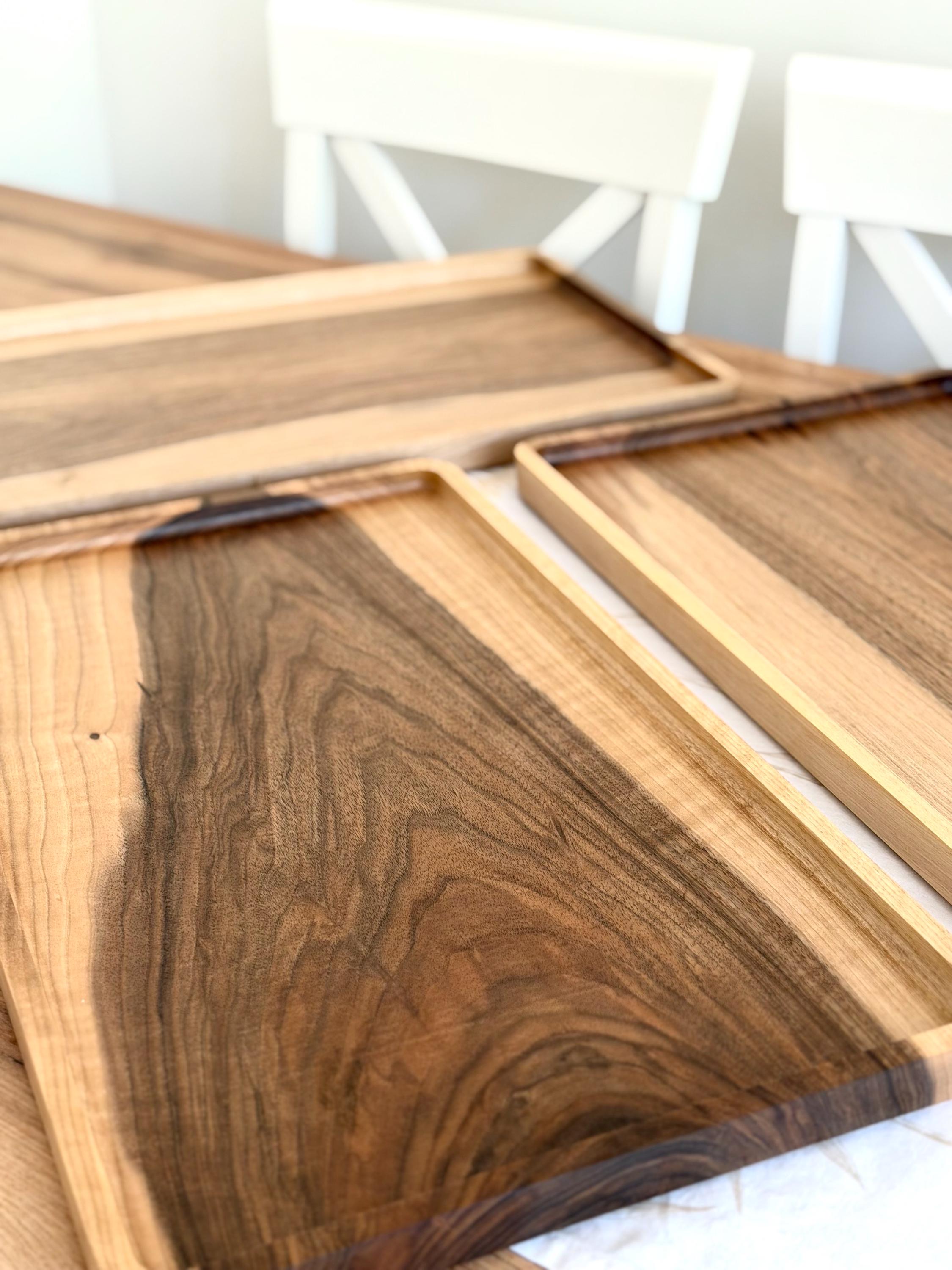 Walnut Wood Serving Tray – Handmade Wooden Tray 50x30 cm – Modern Minimalist Serving Board – Coffee Table Tray – Kitchen Decor