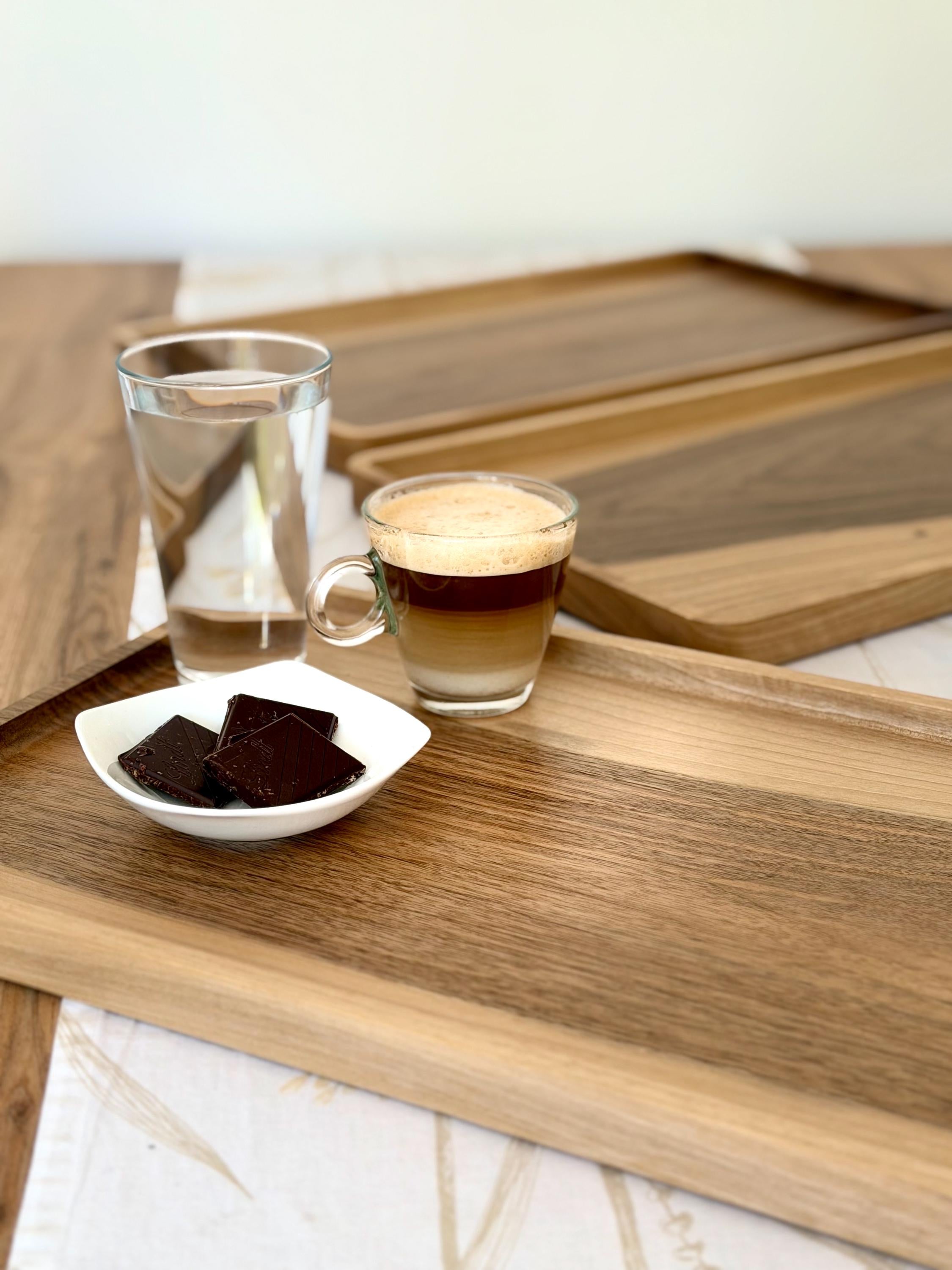 Walnut Wood Serving Tray – Handmade Wooden Tray 50x30 cm – Modern Minimalist Serving Board – Coffee Table Tray – Kitchen Decor