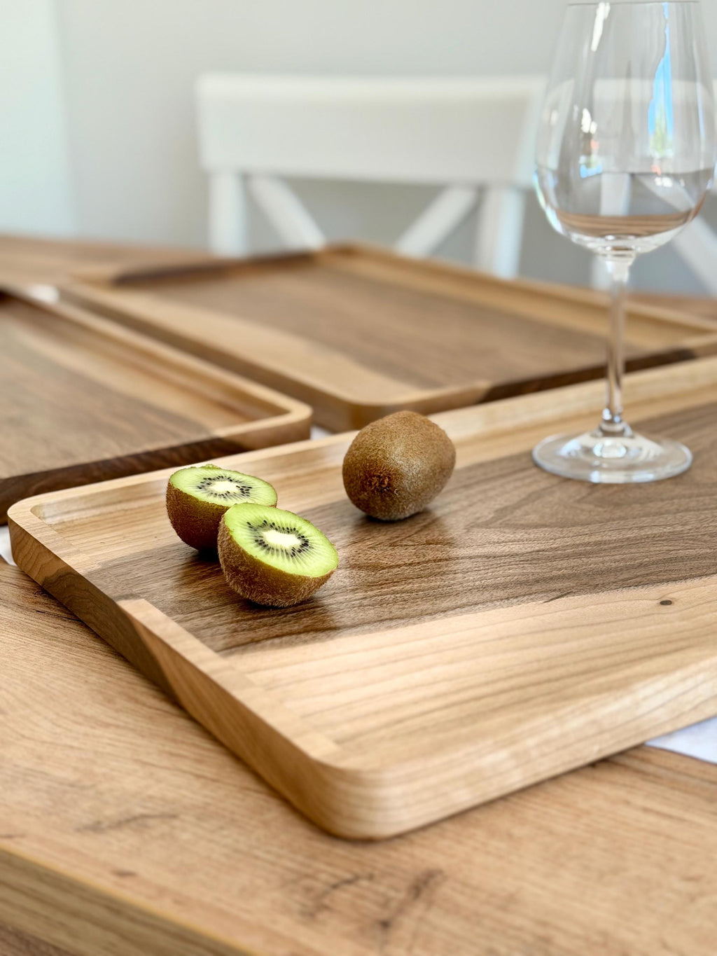 Walnut Wood Serving Tray – Handmade Wooden Tray 50x30 cm – Modern Minimalist Serving Board – Coffee Table Tray – Kitchen Decor