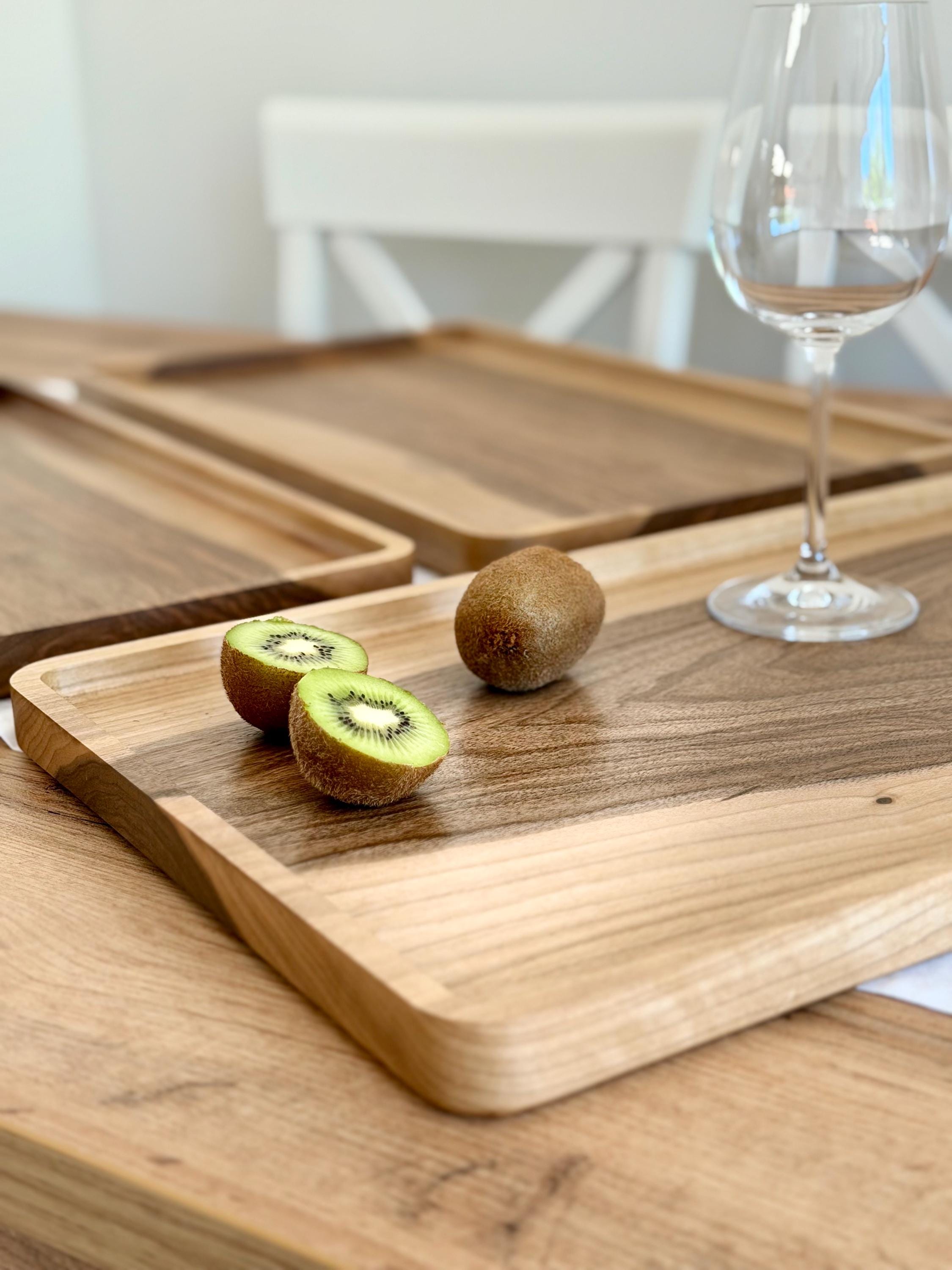 Walnut Wood Serving Tray – Handmade Wooden Tray 50x30 cm – Modern Minimalist Serving Board – Coffee Table Tray – Kitchen Decor