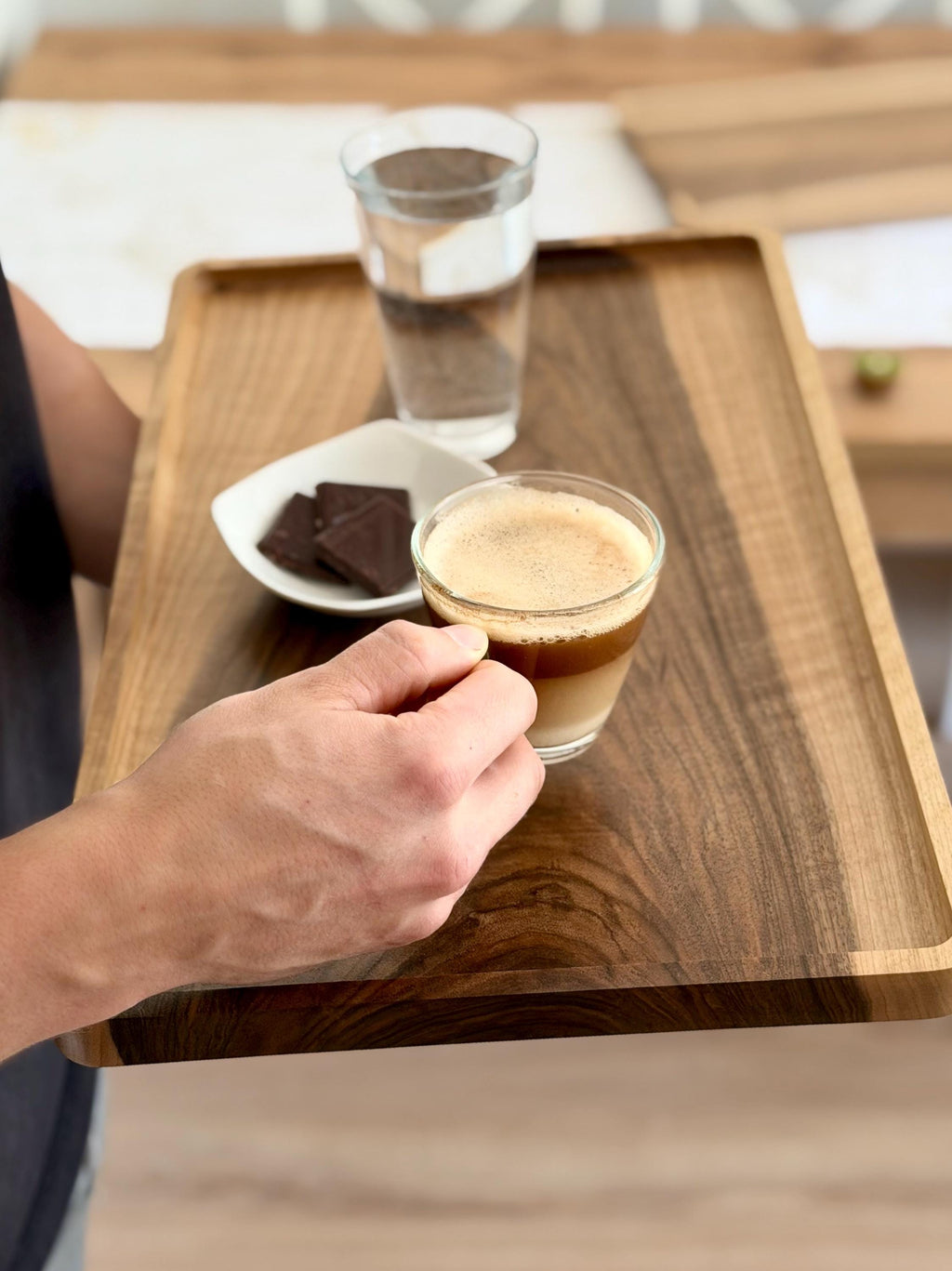Walnut Wood Serving Tray – Handmade Wooden Tray 50x30 cm – Modern Minimalist Serving Board – Coffee Table Tray – Kitchen Decor