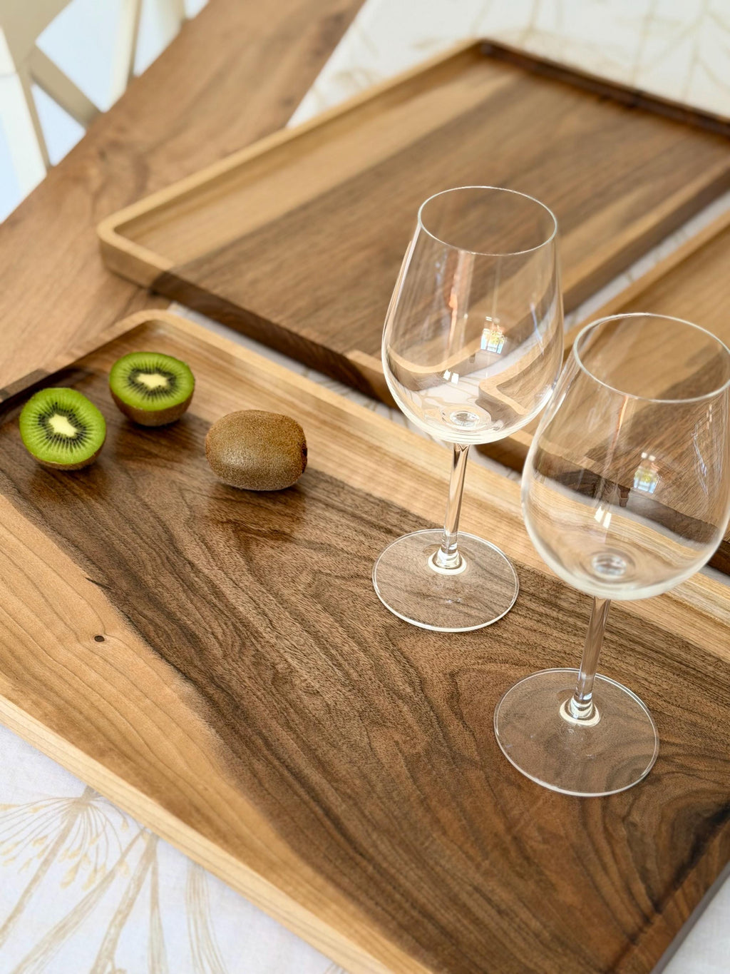 Walnut Wood Serving Tray – Handmade Wooden Tray 50x30 cm – Modern Minimalist Serving Board – Coffee Table Tray – Kitchen Decor