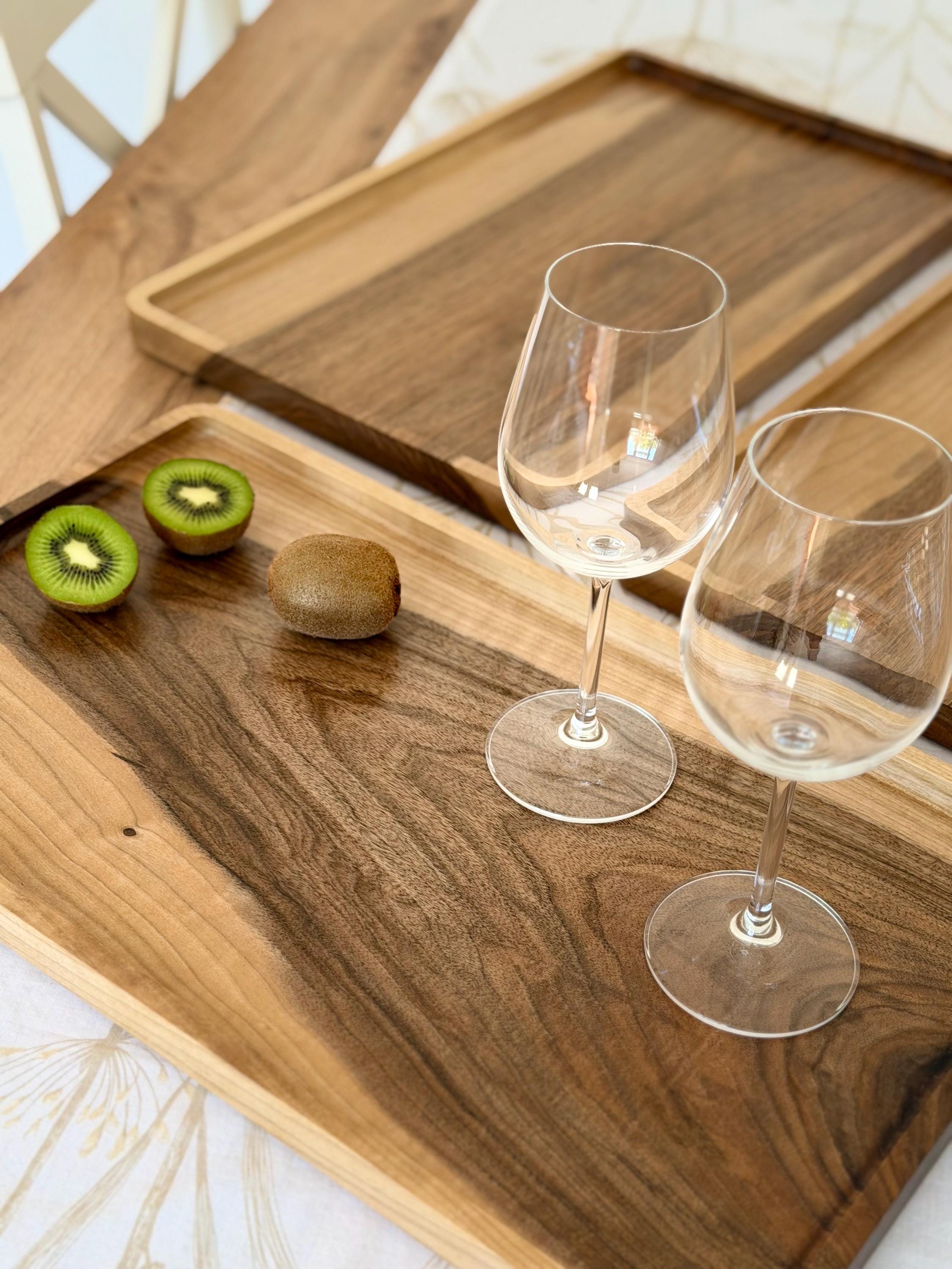 Walnut Wood Serving Tray – Handmade Wooden Tray 50x30 cm – Modern Minimalist Serving Board – Coffee Table Tray – Kitchen Decor