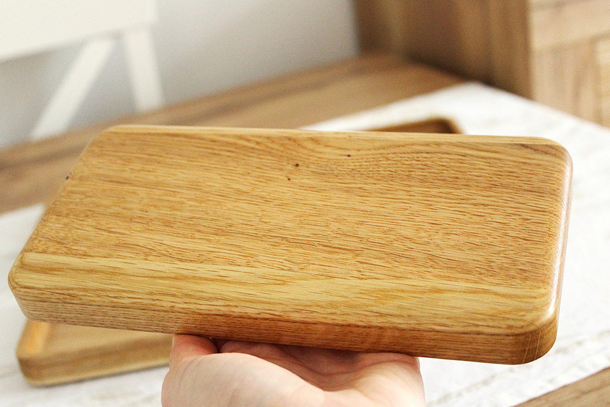Oak Serving Trays - Rounded Edges - Minimalist Catchall Trays for Coffee Table, Kitchen & Bathroom Decor