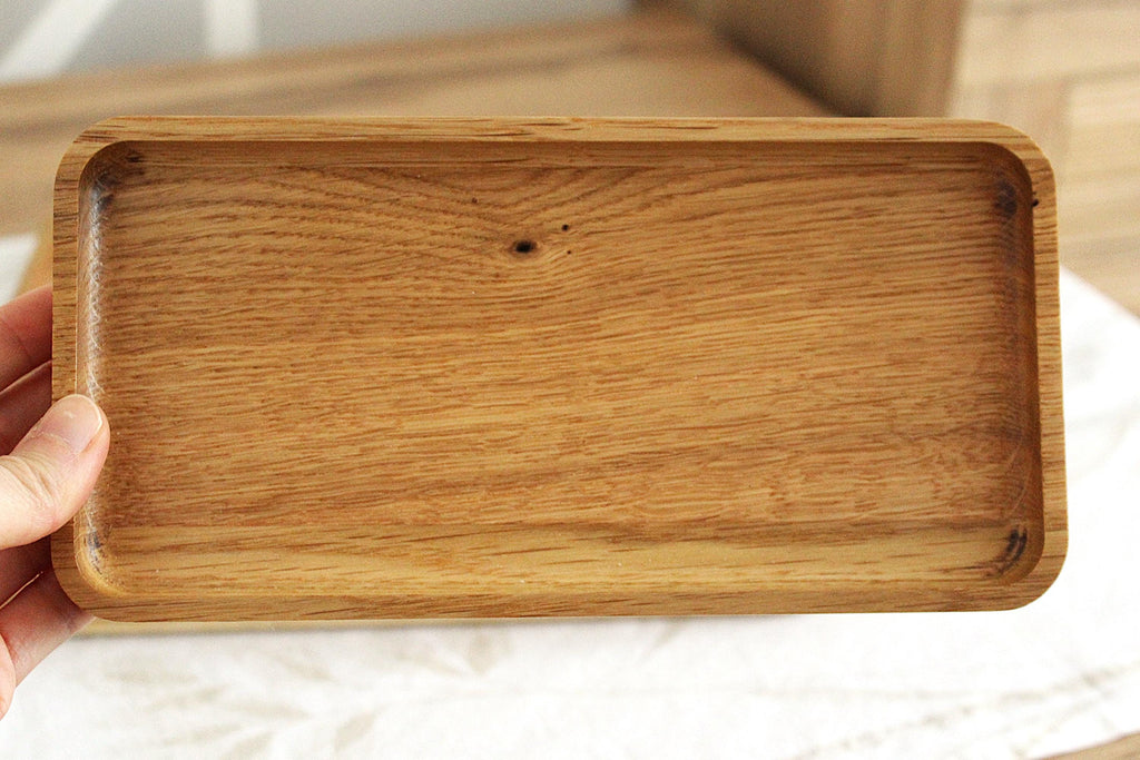 Oak Serving Trays - Rounded Edges - Minimalist Catchall Trays for Coffee Table, Kitchen & Bathroom Decor