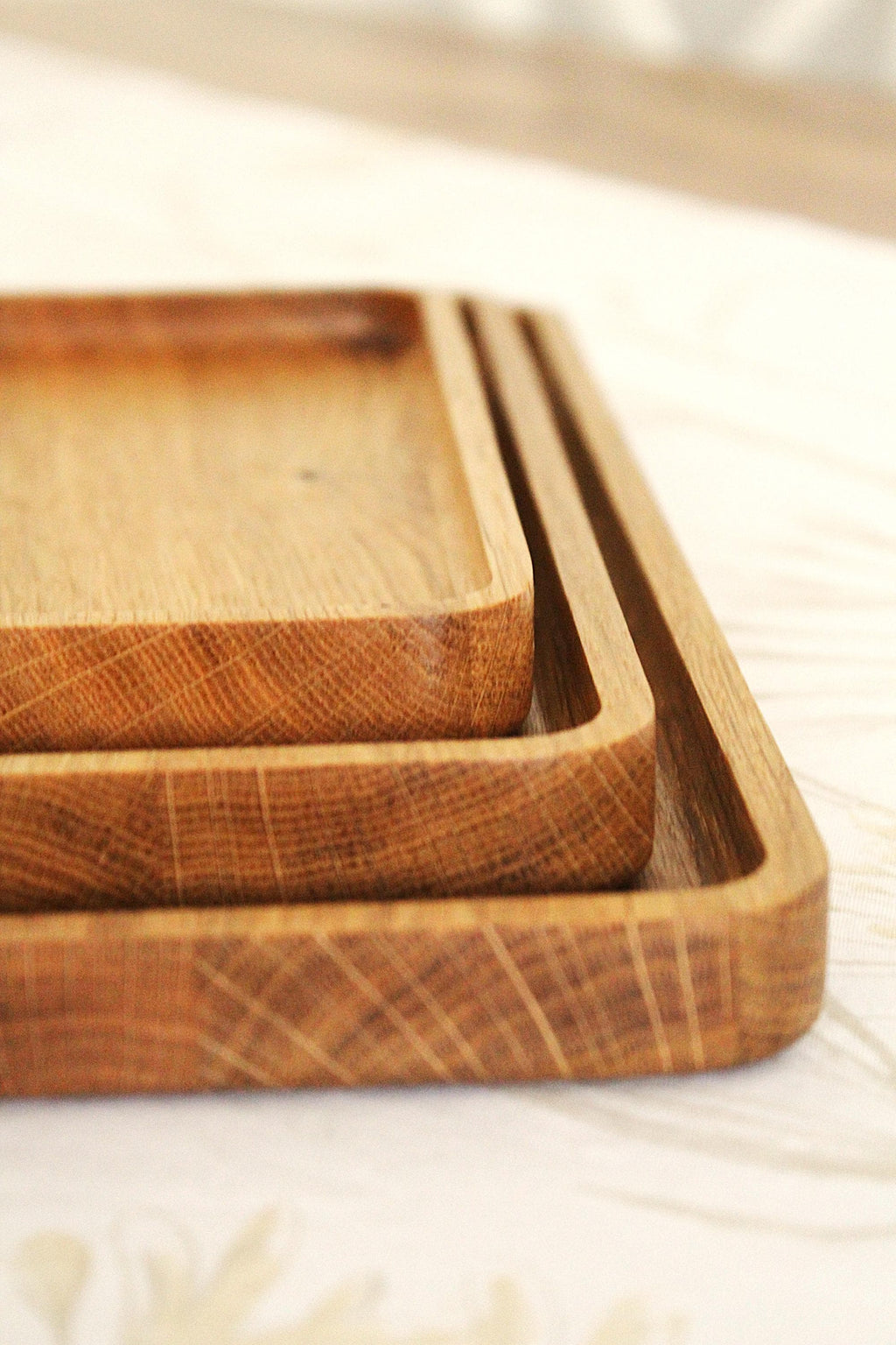 Oak Serving Trays - Rounded Edges - Minimalist Catchall Trays for Coffee Table, Kitchen & Bathroom Decor